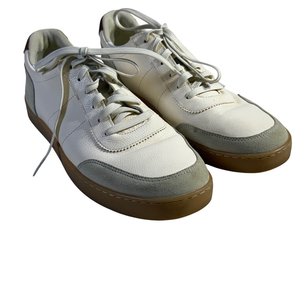 Allen Edmonds Liam Leather Sneakers Mens 9.5 D White Gum Sole